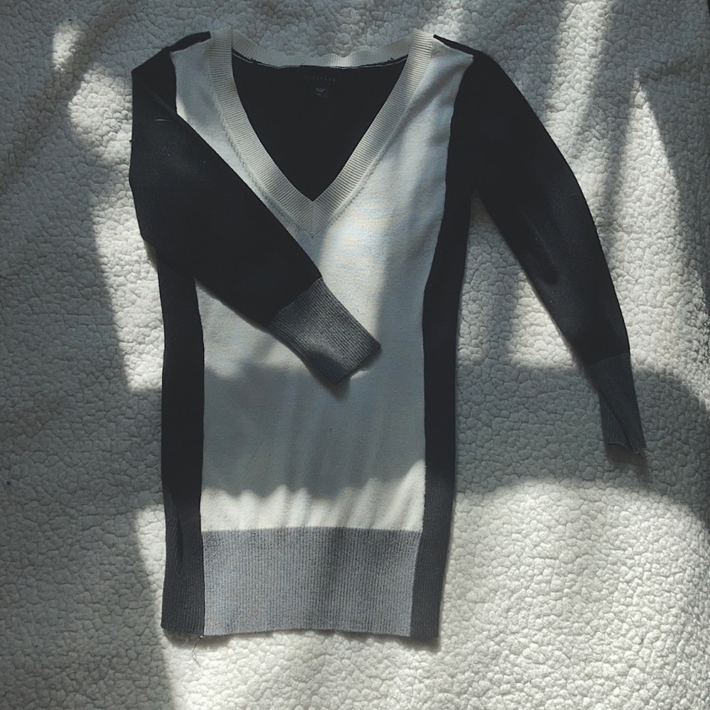 Color block knit 3/4 sleeve sweater